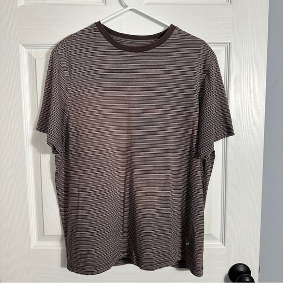 Men's Cremieux Performance tee shirt, size L, brown/white, cotton blend - Picture 1 of 10